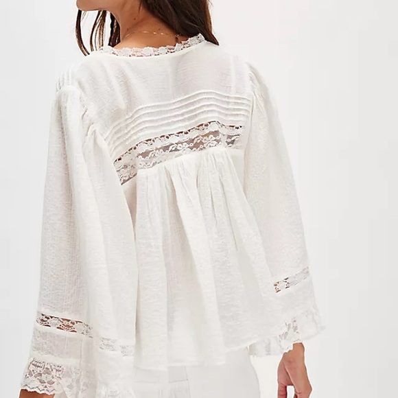 Free People Rosa Ruffle Top Blue Glow - Picture 3 of 4